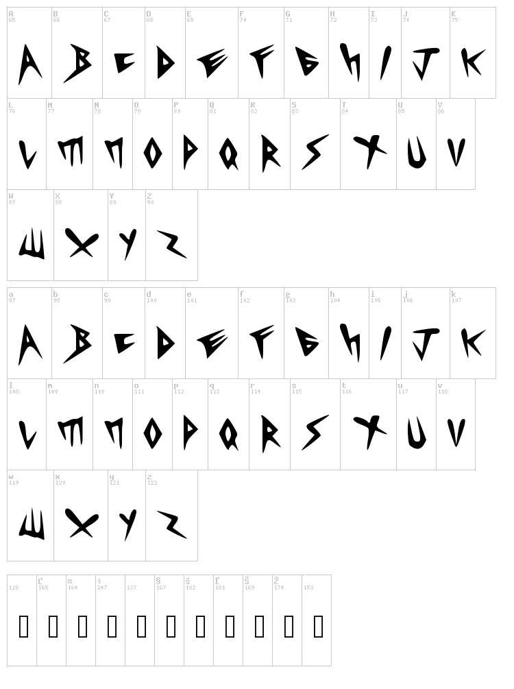Heavycrist font map